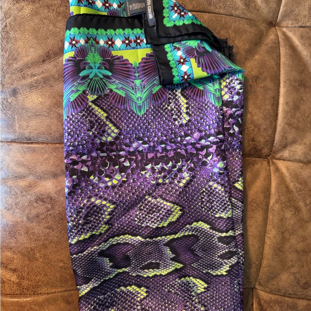 Roberto Cavalli Purple and Green Scarf